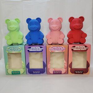 4 Jumbo Bear Eraser Set Collection Blue Green Pink Red Rubber Interchangeable